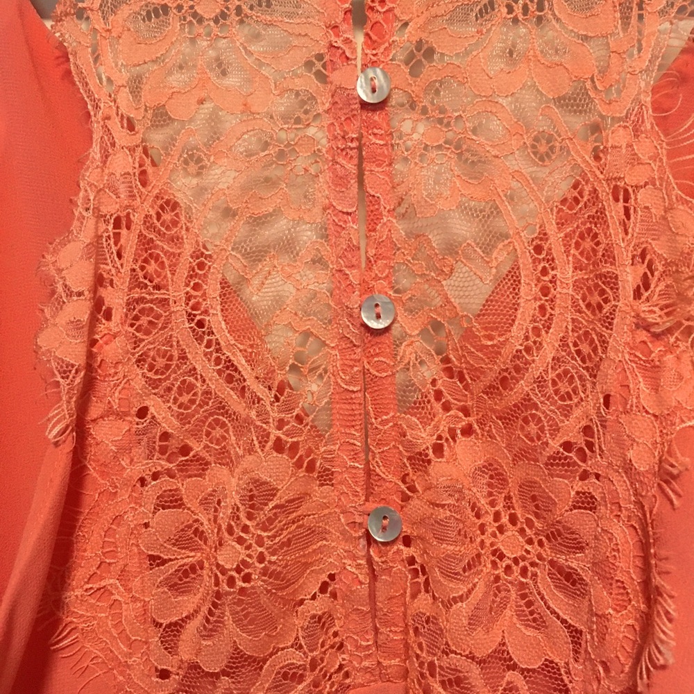 Delicate sheer lace in cantelope